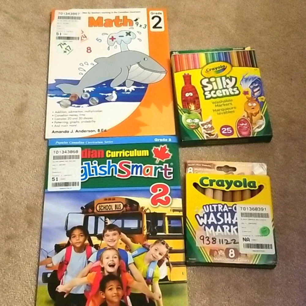 Canadian Curriculum Grade 2 workbooks + markers